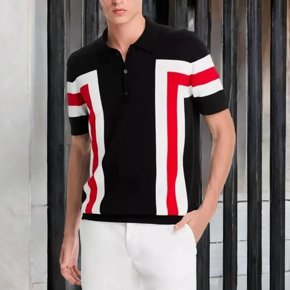 HUGO Boss Spolo Geometric Cotton Knit Polo Shirt Men's Sz S NWT $144 - Picture 2 of 9
